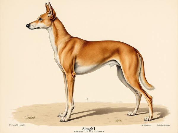 Sloughi breed illustration in naturalist style