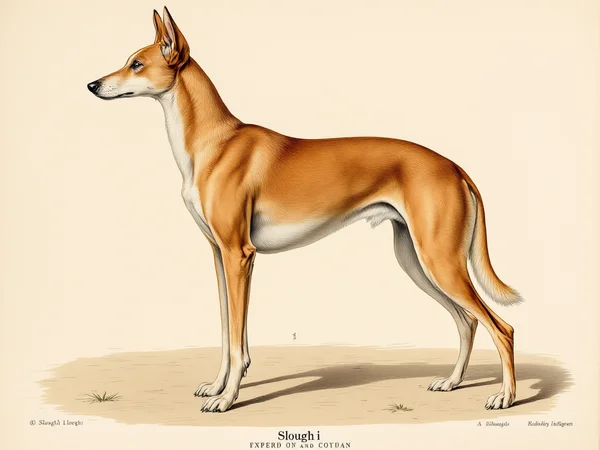 Sloughi breed illustration in naturalist style