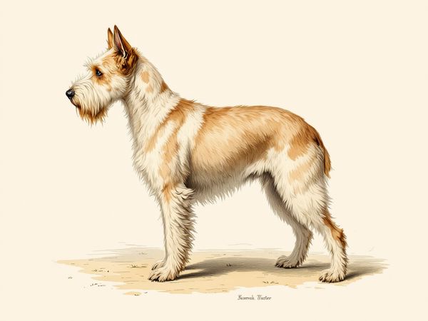 Soft Coated Wheaten Terrier breed illustration in naturalist style