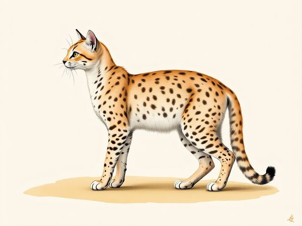Sokoke breed illustration in naturalist style