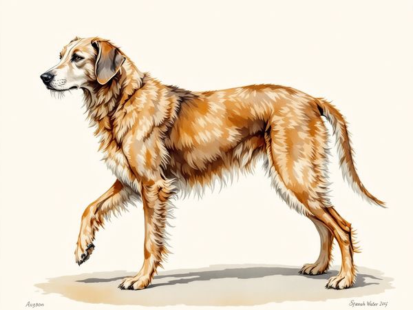 Spanish Water Dog breed illustration in naturalist style