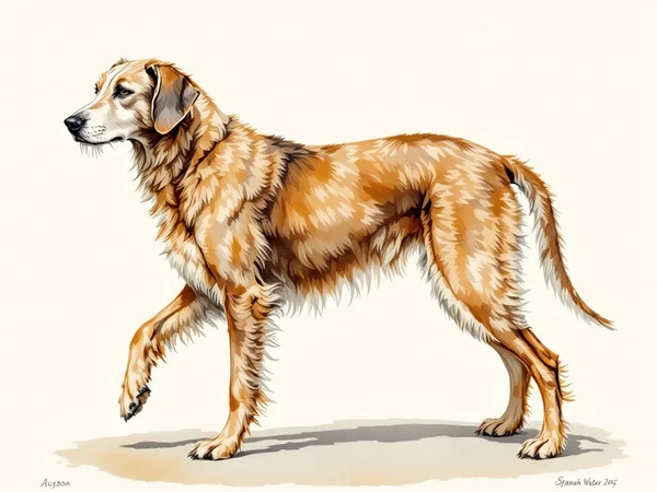 Spanish Water Dog breed illustration in naturalist style