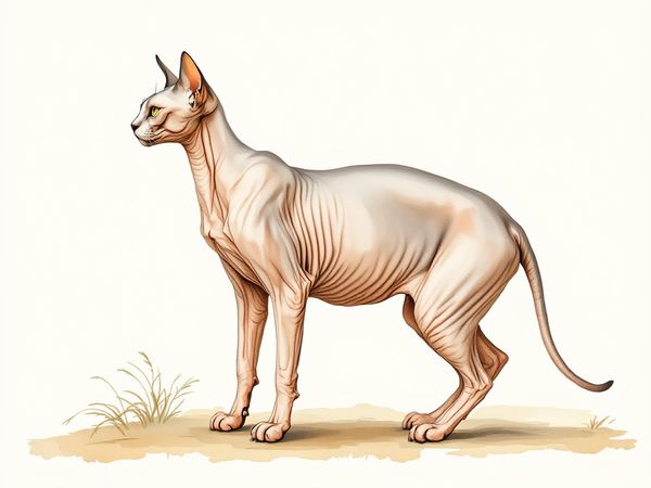 Sphynx breed illustration in naturalist style