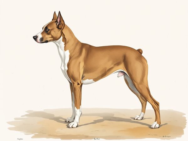 Staffordshire Bull Terrier breed illustration in naturalist style