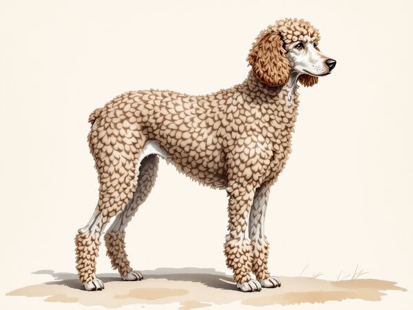 Standard Poodle breed illustration in naturalist style