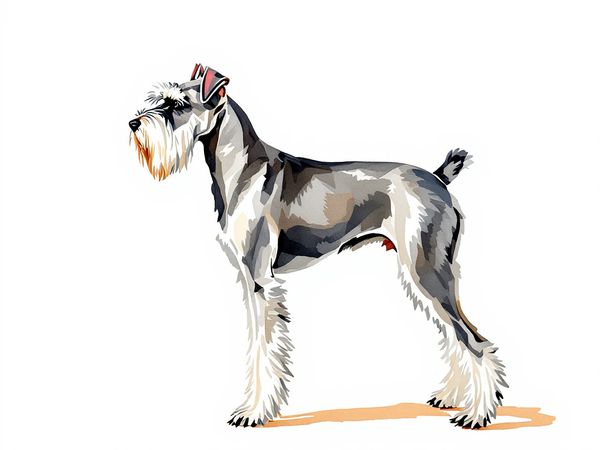 Standard Schnauzer breed illustration in naturalist style