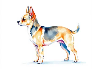 Teacup Chihuahua breed illustration in naturalist style
