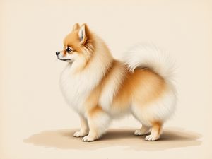 Teacup Pomeranian breed illustration in naturalist style