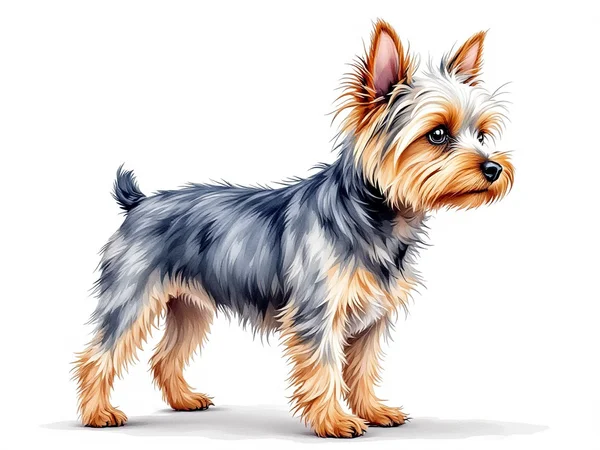 Teacup Yorkie breed illustration in naturalist style