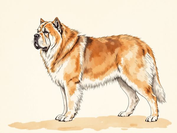 Tibetan Mastiff breed illustration in naturalist style