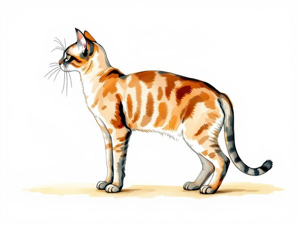 Tonkinese breed illustration in naturalist style