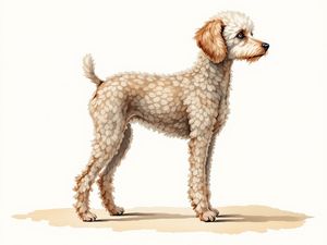 Toy Poodle breed illustration in naturalist style