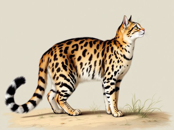 Toyger breed illustration in naturalist style