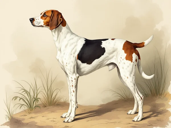 Treeing Walker Coonhound breed illustration in naturalist style