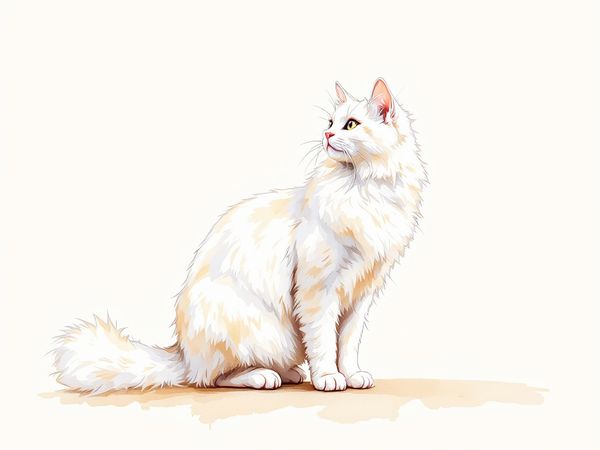 Turkish Angora breed illustration in naturalist style