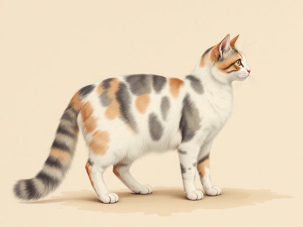Turkish Van breed illustration in naturalist style