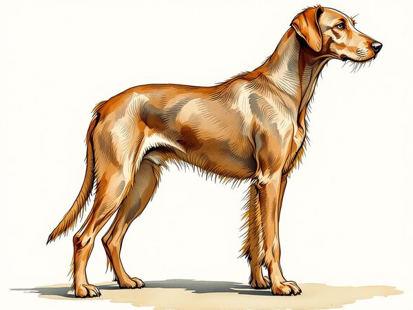 Vizsla (Wirehaired) breed illustration in naturalist style