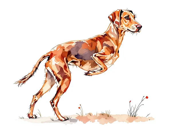 Vizsla (Wirehaired) breed illustration in naturalist style