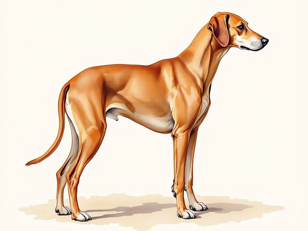 Vizsla breed illustration in naturalist style