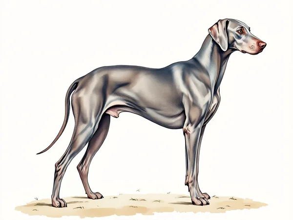 Weimaraner breed illustration in naturalist style