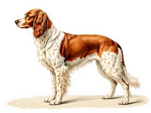 Welsh Springer Spaniel breed illustration in naturalist style