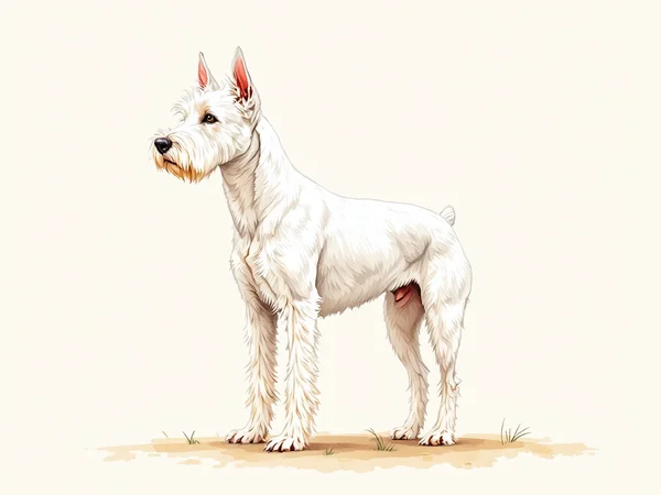 West Highland White Terrier breed illustration in naturalist style