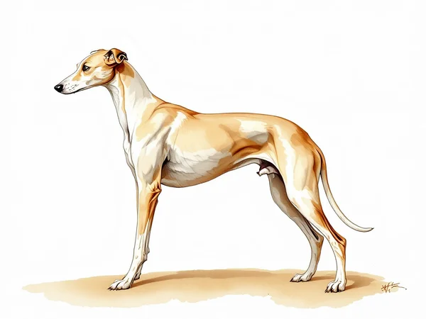 Whippet breed illustration in naturalist style