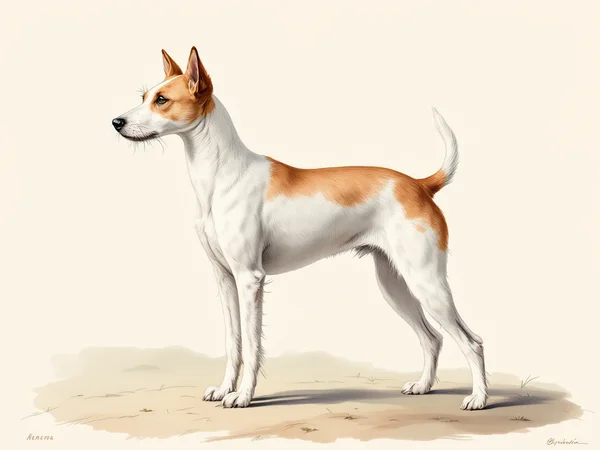 Wire Fox Terrier breed illustration in naturalist style
