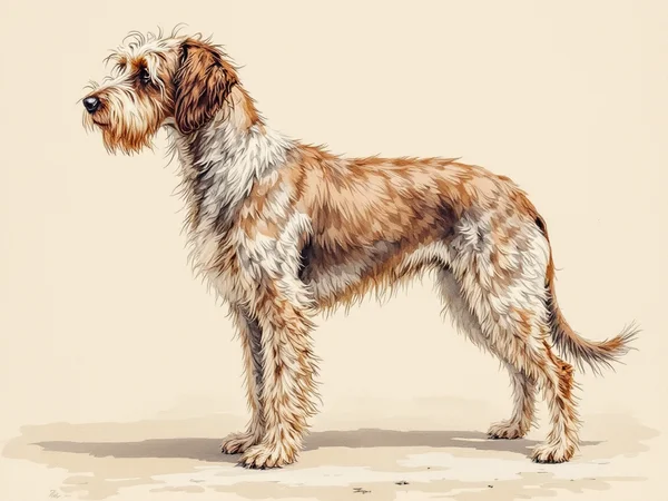 Wirehaired Pointing Griffon breed illustration in naturalist style