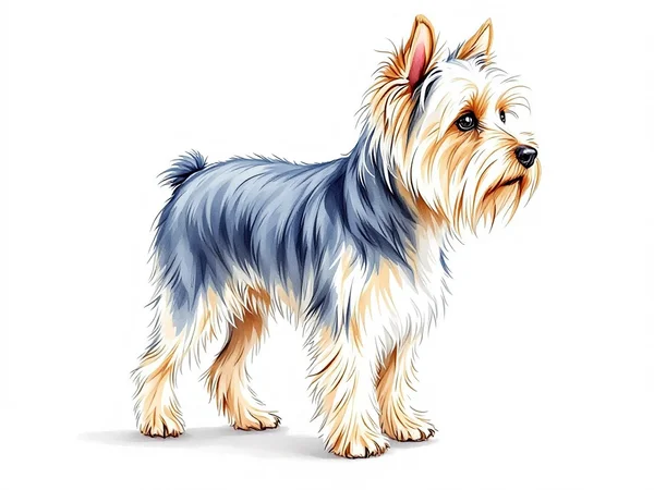 Yorkshire Terrier (Biewer) breed illustration in naturalist style