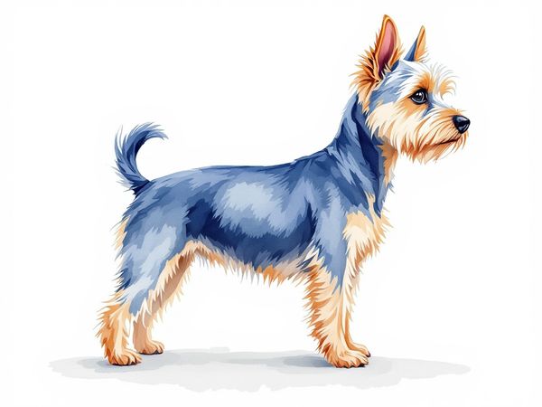 Yorkshire Terrier breed illustration in naturalist style