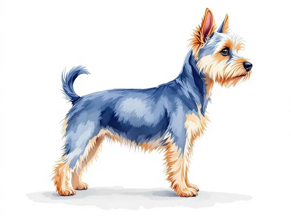 Yorkshire Terrier breed illustration in naturalist style